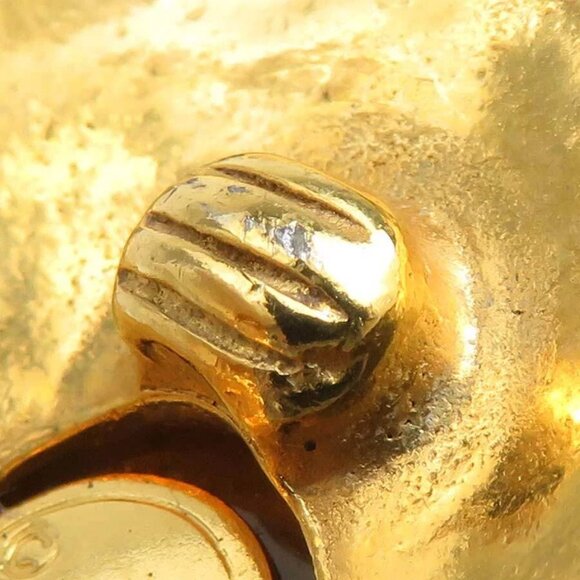 CHANEL CC Logo Clip on Earrings Gold/Brown Metal/Stone - - Picture 12 of 14